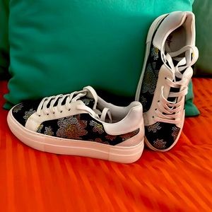 Betsy Johnson rhinestone sneakers, never worn. Still in box